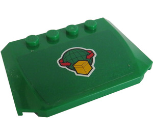 LEGO Vert Coin 4 x 6 Incurvé avec Boîte et Arrows et Globe Autocollant (52031)