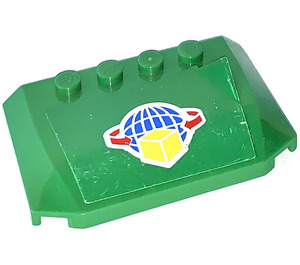 LEGO Green Wedge 4 x 6 Curved with Box, Arrows and Globe Sticker (52031)