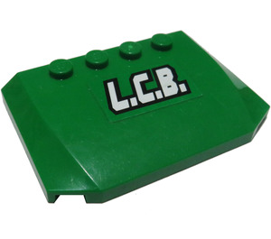 LEGO Vert Coin 4 x 6 Incurvé avec "L.C.B." Autocollant (52031)