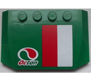 LEGO Green Wedge 4 x 6 Curved with Octan Logo and Stripes Sticker (52031)