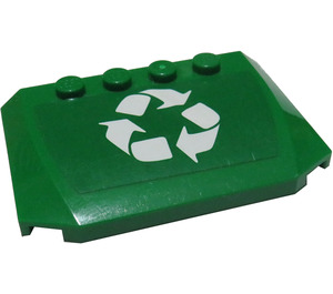 LEGO Green Wedge 4 x 6 Curved with Recycling Logo Sticker (52031)