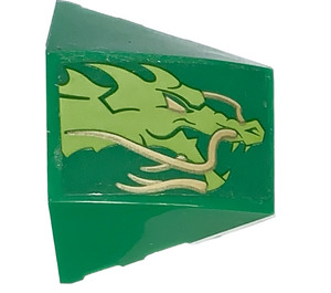 LEGO Vert Pièce de monnaie Incurvé 3 x 4 Tripler avec Tête de Dragon (Droite) Autocollant (64225)