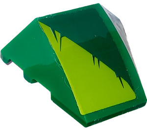 LEGO Green Wedge Curved 3 x 4 Triple with Lime and Green Triangles with Scratch Marks (Left) Sticker (64225)