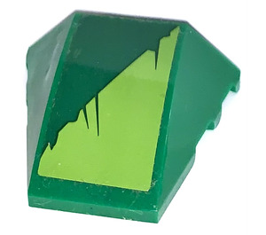 LEGO Green Wedge Curved 3 x 4 Triple with Lime and Green Triangles with Scratch Marks (Right) Sticker (64225)