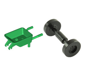 LEGO Green Wheelbarrow with Black Trolley Wheels