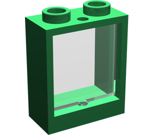 LEGO Grün Fenster 1 x 2 x 2 ohne Sill mit Transparent Glas