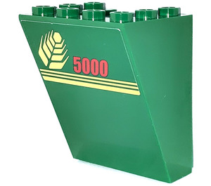 LEGO Green Windscreen 3 x 4 x 4 Inverted with 3 Stripes and "5000", Wheat Spike on Left Side Sticker with Square Top Edges  (4872)