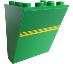 LEGO Green Windscreen 3 x 4 x 4 Inverted with 3 Stripes Sticker (4872)