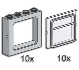 LEGO Grey Train Windows with Panes 3733