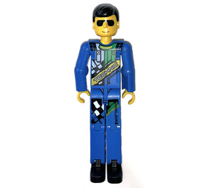 LEGO Guy in Blue Overalls Technic Figure with Stickered Legs