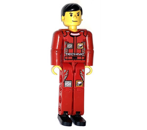 LEGO Guy im Rot Overalls Technic Figur mit Aufkleber