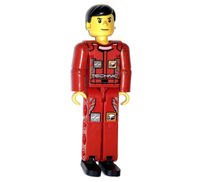 LEGO Guy in Red Overalls Technic Figure with Stickered Legs