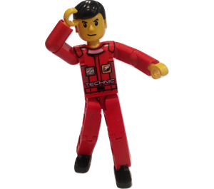 LEGO Guy in Red Overalls Technic Figure without Stickered Legs