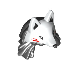 LEGO Hair with Braids with White Wolf Mask (65478)