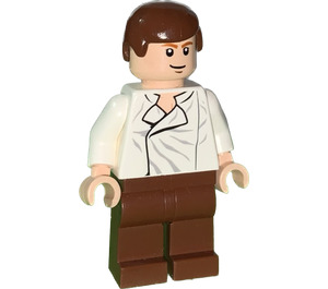 LEGO Han Solo - Reddish Brown Poten en Wit Shirt minifiguur