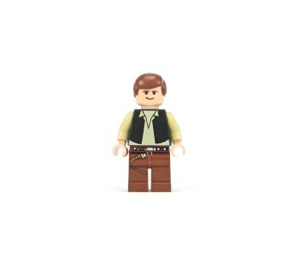 LEGO Han Solo med Sort Vest og Reddish Brun Ben Minifigur (Smørret grin)