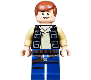 LEGO Han Solo with Black Vest with Pockets and Dark Blue Legs with Smooth Hair Minifigure