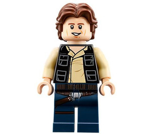 LEGO Han Solo with Black Vest with Pockets and Dark Blue Legs with Wavy Hair Minifigure