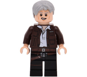 LEGO Han Solo mit Grau Haar (Neutral / Lopsided Grinsen) Minifigur