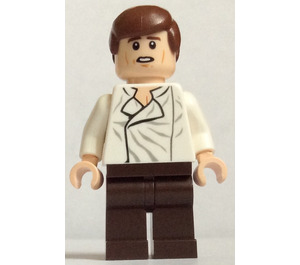 LEGO Han Solo with White Shirt with Wrinkles and Dark Brown Legs with Smooth Hair Minifigure