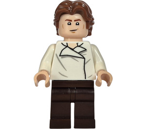 LEGO Han Solo con Blanco Camisa con Wrinkles y Dark Marrón Piernas con Ondulado Pelo y Printed Parte trasera Minifigura