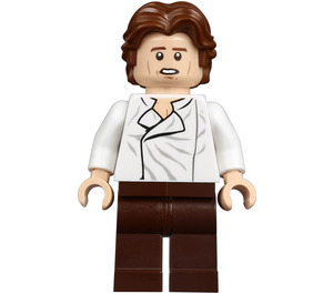 LEGO Han Solo with White Shirt with Wrinkles and Dark Brown Legs with Wavy Hair Minifigure