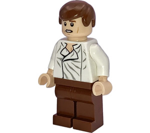 LEGO Han Solo med Vit Skjorta med Wrinkles och Reddish Brun Ben (Open Mun / stängd Ögon) Minifigur