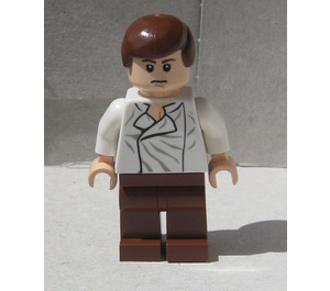 LEGO Han Solo with White Shirt with Wrinkles and Reddish Brown Legs (Somber / Closed Eyes) Minifigure