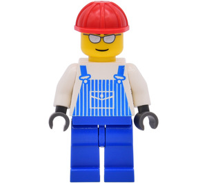 LEGO Harbour Worker with Blue Striped Overalls Bib Minifigure