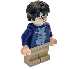 LEGO Harry Potter s Dark Modrá Bunda a Tmavě žlutohnědá Nohy s Dirt Stains (Lopsided Úsměv / Open Ústa Smile) Minifigurka