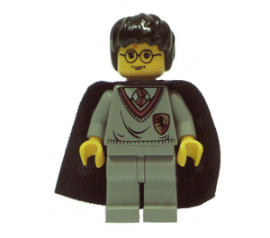 LEGO Harry Potter with Gryffindor Shield Torso, Light Gray Legs, and a Black Cape with Stars Minifigure