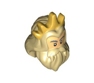 LEGO Head Cover with Long Hair and Beard with Gold Crown (104463)