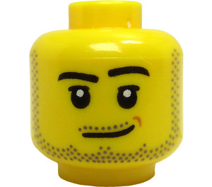 LEGO Head Male with Smirk and Beard Stubble (Recessed Solid Stud) (3626 / 37487)