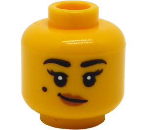 LEGO Head with Black Eyebrows and Beauty Mark (Recessed Solid Stud) (3626 / 83441)