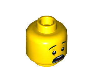 LEGO Hode med Svart Eyebrows, Scared / lukket Øyne Crying Ansikt (Forsenket solid knott) (3626 / 34381)