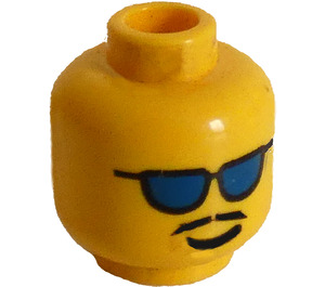 LEGO Head with Blue Sunglasses and Moustache (Safety Stud) (3626)