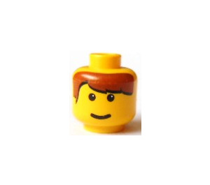 LEGO Head with brown hair (Safety Stud) (3626)