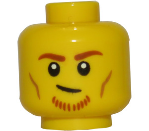 LEGO Huvud med Mörk Orange Eyebrows och Chin Stubb (Infälld solid knopp) (3626)