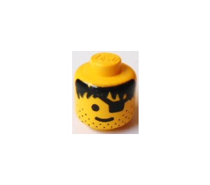 LEGO Hoofd met Eye Patch, Zwart Haar en Stubble (Massieve Stud)