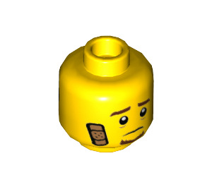 LEGO Head with Goatee and Bandage Strip (Recessed Solid Stud) (3626 / 66157)