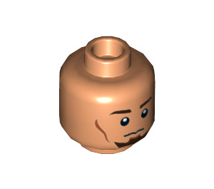 LEGO Head with Goatee and Smile (Recessed Solid Stud) - Dark Brown Eyebrows (3626 / 20341)