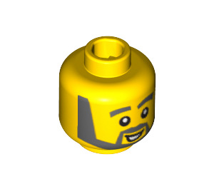 LEGO Hoofd met Grey Hoofd Beard, Opened Mouth (Verzonken Solid Stud) (14910 / 51519)