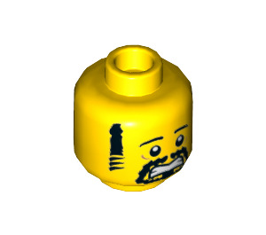 LEGO Head with Grimace and Black Goatee (Recessed Solid Stud) (3626 / 34011)