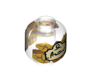 LEGO Head with Leaves and Tan Label with Script Writing  (Recessed Solid Stud) (3626 / 79160)