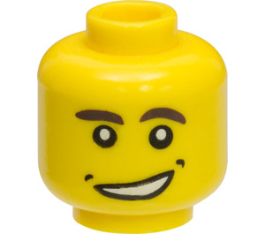 LEGO Head with Open Lopsided Smile with Dimples and Dark Brown Eyebrows (Recessed Solid Stud) (3626)