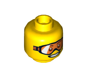 LEGO Head with Orange Goggles and Wide Smile (Safety Stud) (3626 / 17185)