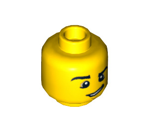 LEGO Head with Raised Eyebrow and Crooked Smile (Recessed Solid Stud) (3626 / 12813)