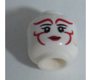 LEGO Head with Red Face Paint and Smile / Scowl (Double Sided) (Recessed Solid Stud) (3626)