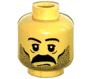LEGO Head with Serious Expression, Thick Mustache and Stubble (Safety Stud) (3626)