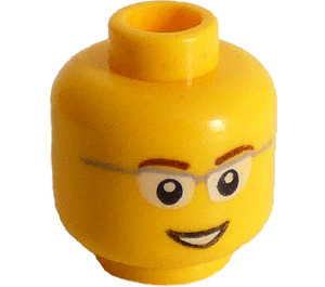 LEGO Hoofd met Zilver Bril en Open Mond Smile (Verzonken solide nop) (3626 / 89164)